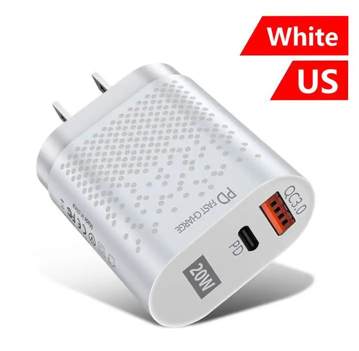 Eonline EU/US Plug PD USB Charger 20W 3A Quik Charge 3.0 Mobile