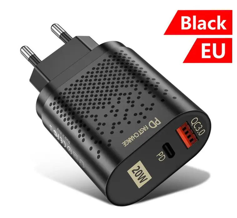Eonline EU/US Plug PD USB Charger 20W 3A Quik Charge 3.0 Mobile