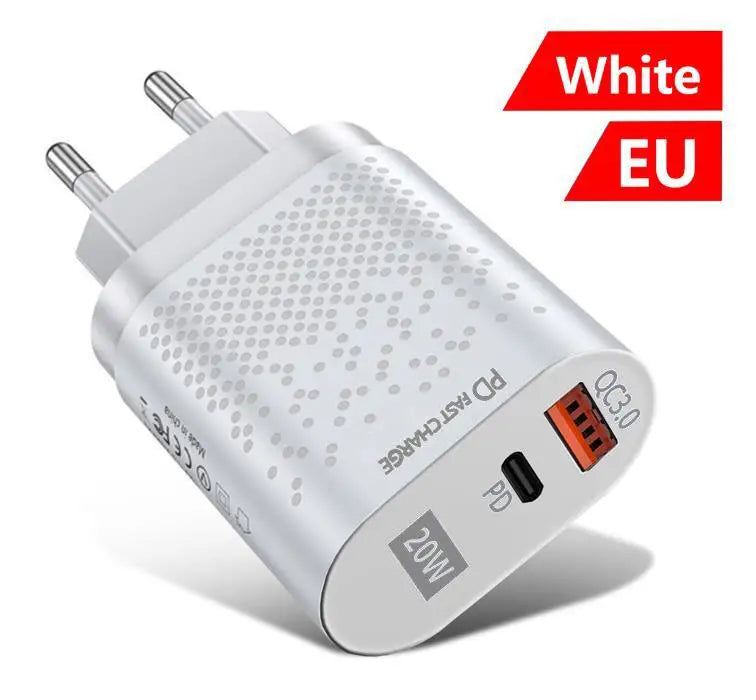 Eonline EU/US Plug PD USB Charger 20W 3A Quik Charge 3.0 Mobile