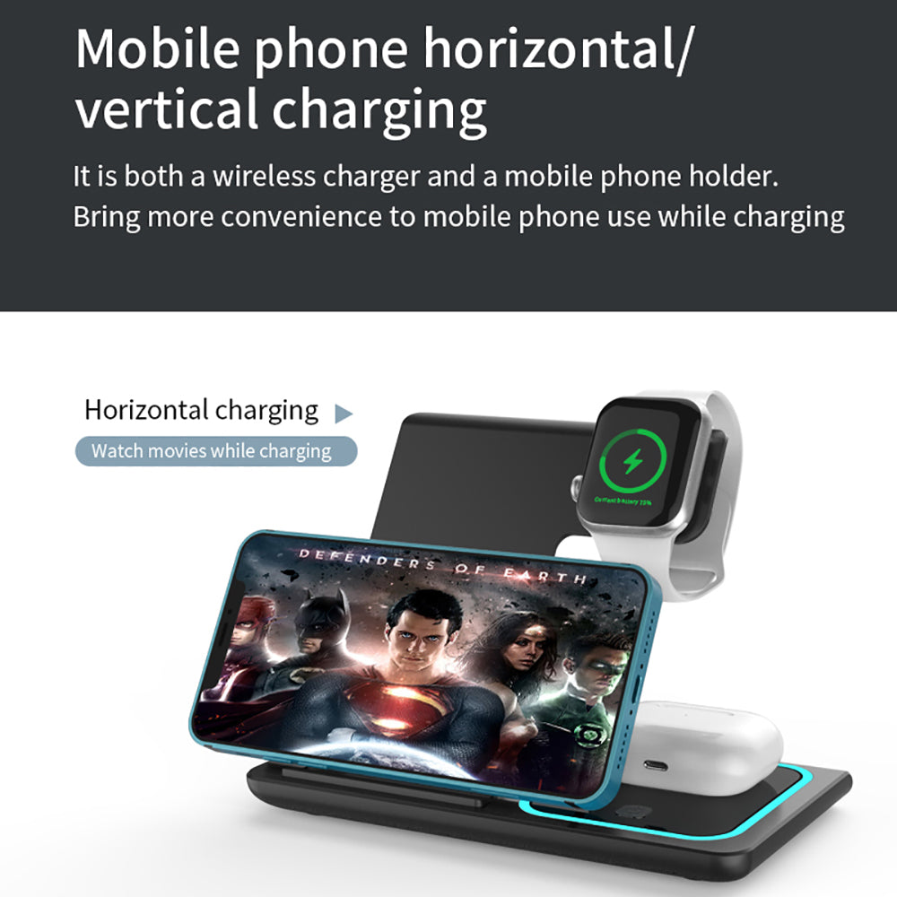 station de recharge Foldable 3 in 1 Wireless Charger - Chargeur Sans Fil 15W