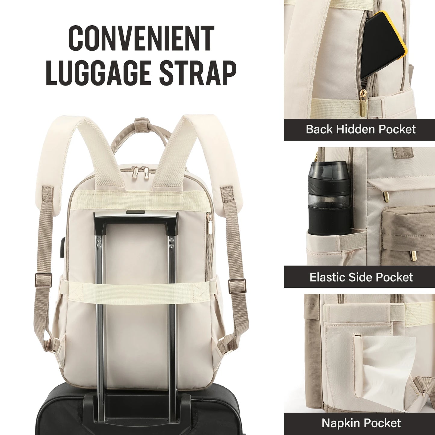 Sac à dos femme LOVEVOOK 15.6"/17" élégant et pratique