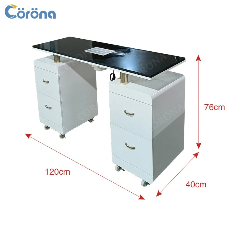 Table de Manucure Professionnelle Luxe – Design Élégant avec Rangement Intégré