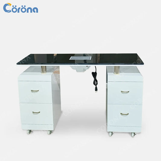 Table de Manucure Professionnelle Luxe – Design Élégant avec Rangement Intégré