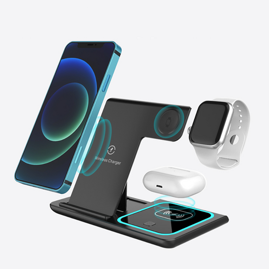 station de recharge Foldable 3 in 1 Wireless Charger - Chargeur Sans Fil 15W