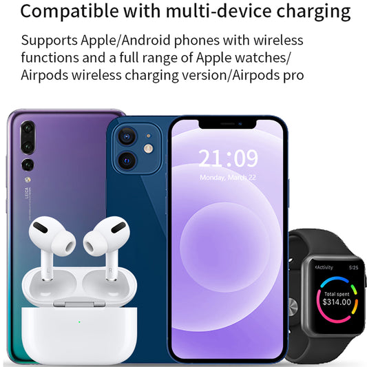 station de recharge Foldable 3 in 1 Wireless Charger - Chargeur Sans Fil 15W