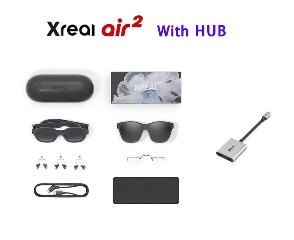 XREAL Air 2 Smart AR Glasses, Nreal Air2, Up to 330" Wearable Display With All-Day Comfort 72g 120Hz 1080P Virtual Smart Glasses