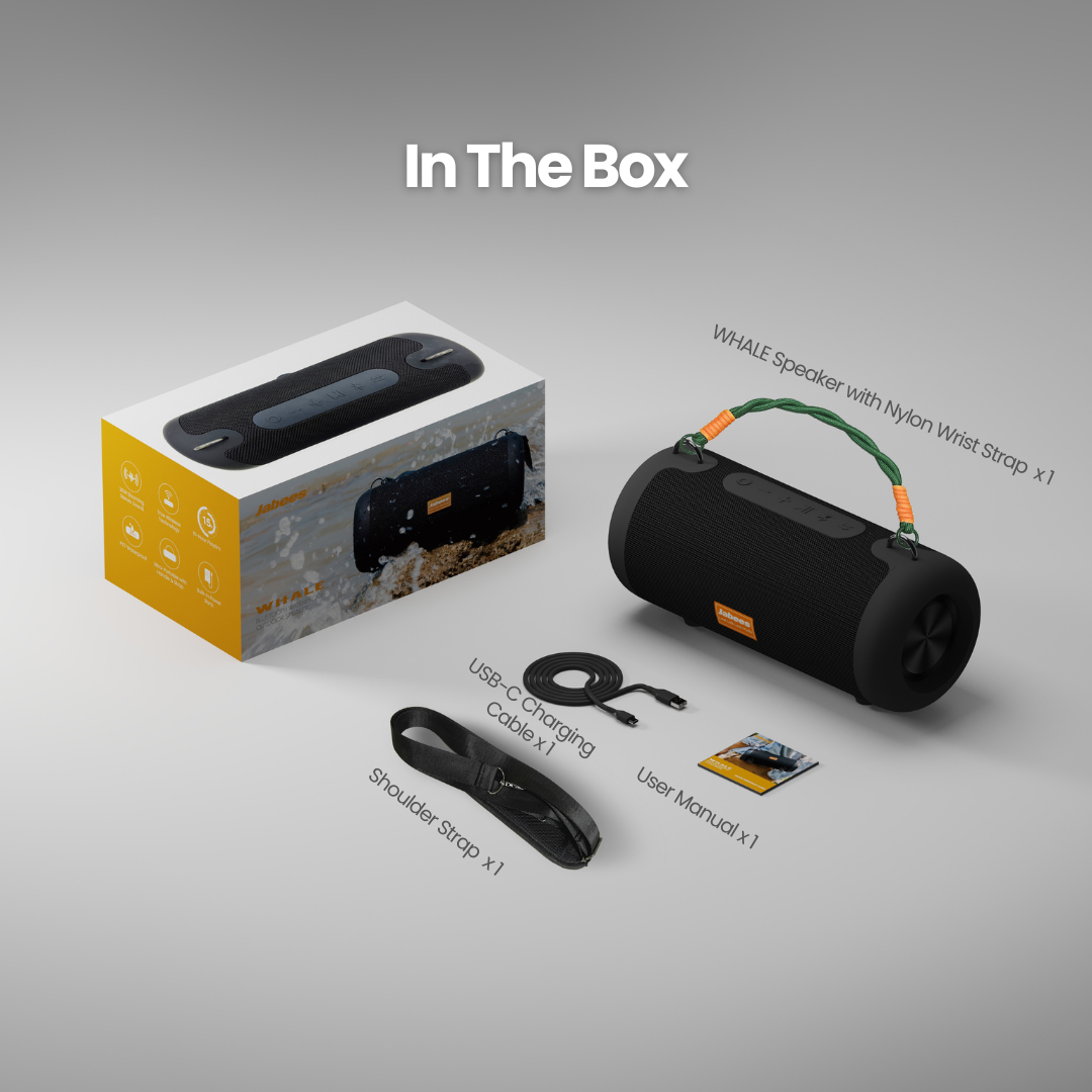 WHALE With Nylon Strap – Bluetooth IPX7 Waterproof Portable Outdoor Speaker